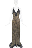Redemption Paris Green Olive Leopard Camoflauge Black Lace Silk Slip Dress Gown Spring 2018