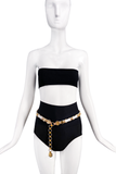 Revillon Paris White Leather Gold Metal Logo Belt