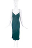 Richard Tyler Deep Green Silk Bias Cut Slip Dress