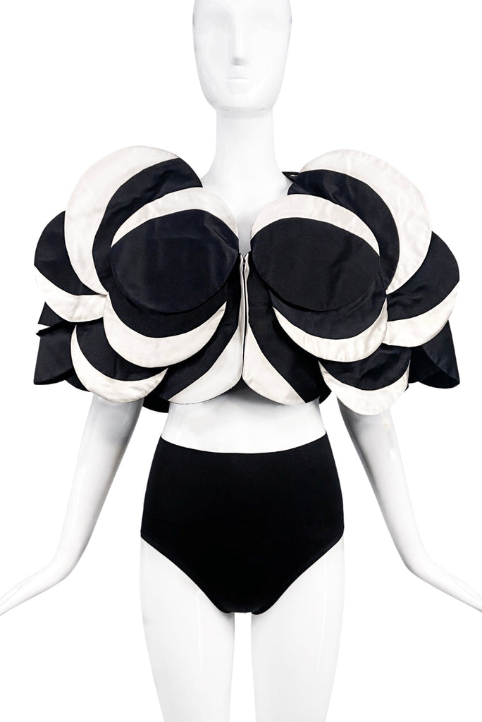 Roberto Capucci Alta Moda Black and White Circle Origami Jacket Circa 1987