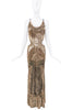 Roberto Cavalli Gold Sequin Cut Out Gown