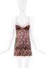 Roberto Cavalli Leopard Tortoise Print Silk Slip Mini Dress