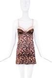 Roberto Cavalli Leopard Tortoise Print Silk Slip Mini Dress