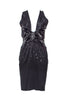 Roberto Cavalli Black Crocodile Glass Bead and Sequin Cocktail Dress
