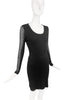 Roberto Cavalli Black Fishnet Sleeve Body Con Stretch Dress