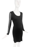 Roberto Cavalli Black Fishnet Sleeve Body Con Stretch Dress