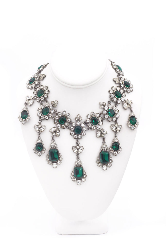 Roberto Cavalli Emerald Green and Crystal "Crown Jewels" Necklace
