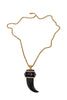 Roberto Cavalli Ebony Black Wood Horn Enamel Stud Necklace