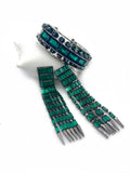 Roberto Cavalli Emerald Green and Stud Gunmetal Cuff Bracelet