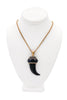Roberto Cavalli Ebony Black Wood Horn Enamel Stud Necklace