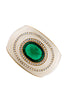 Roberto Cavalli Ivory Enamel with Emerald Crystal and Crystal Rhinestones Cuff Bracelet