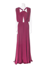 Roberto Cavalli Purple Maroon Silk Jersey Criss Cross Cut Out Snake Clasp Goddess Gown