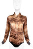 Roberto Cavalli Snakeskin Print Satin Button Down Blouse