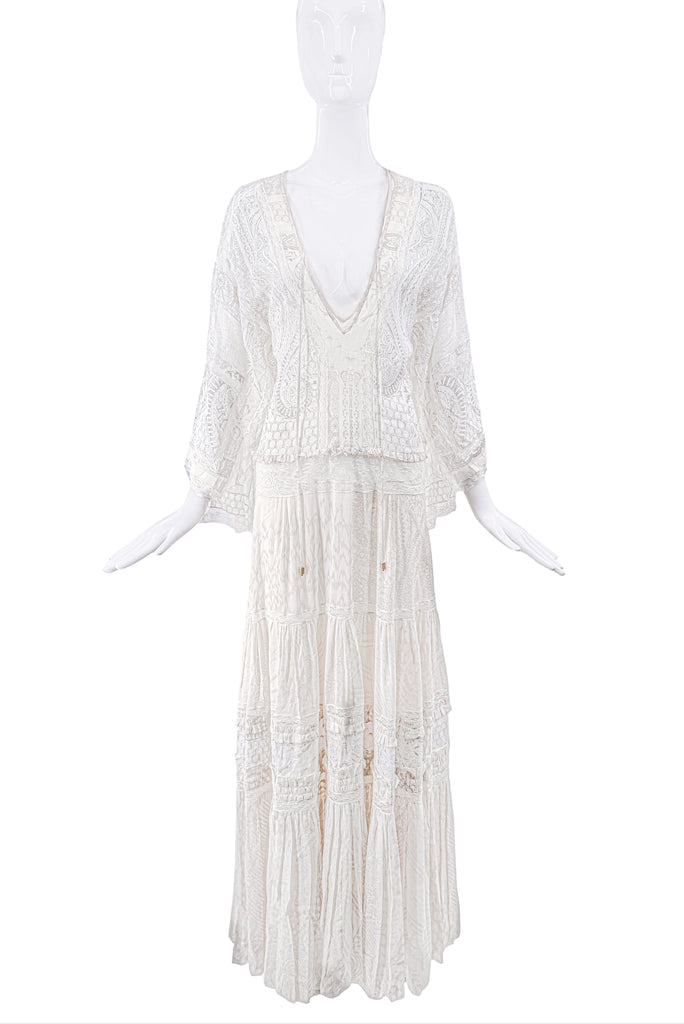 Roberto Cavalli White Lace Dress Gown