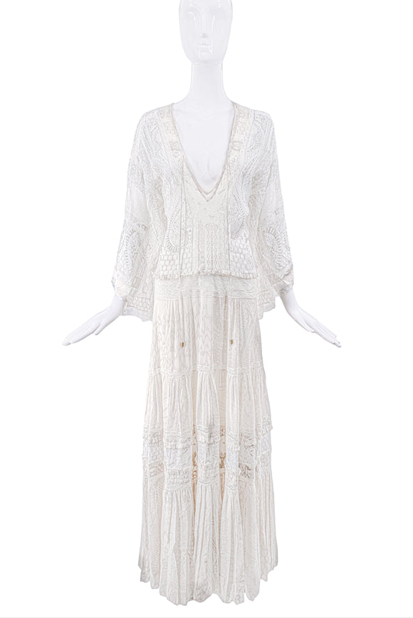 Roberto Cavalli White Lace Dress Gown