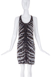 Roberto Cavalli Heavy Beaded and Sequin Zebra Pattern Mini Dress