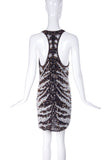 Roberto Cavalli Heavy Beaded and Sequin Zebra Pattern Mini Dress