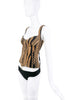 Roberto Cavalli Black and Gold Chain Print Corset Top