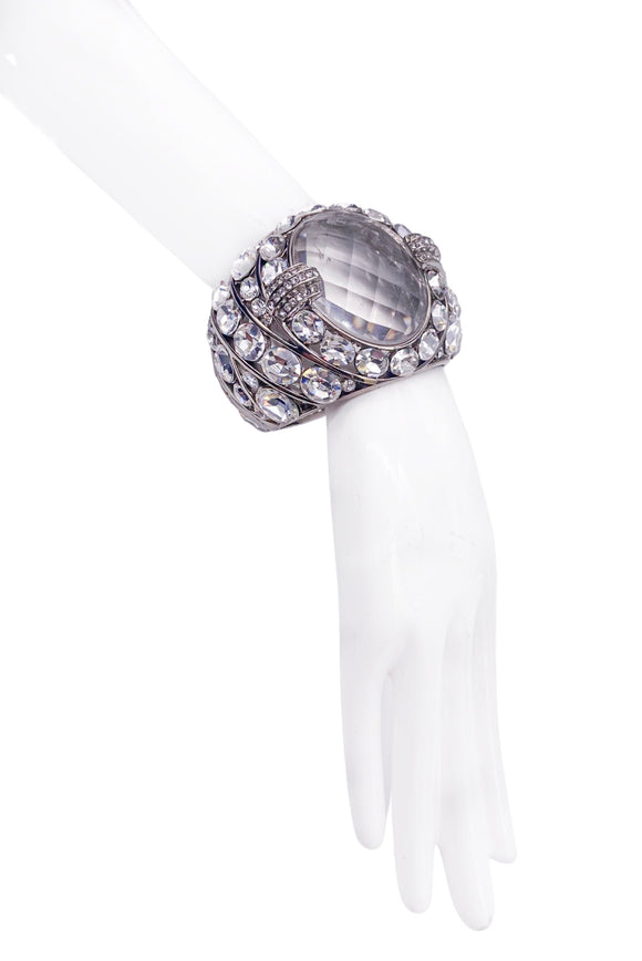 Roberto Cavalli Silver Crystal Oversized Bracelet