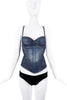 Roberto Cavalli Blue Denim Laced Corset Top