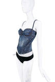 Roberto Cavalli Blue Denim Laced Corset Top