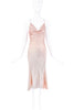 Roberto Cavalli Nude Blush Pink Gradation Leather Straps Silk Slip Dress Gown with corset 2002