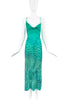 Roberto Cavalli Green Turquoise Geometric Optical Illusion Print Slip Dress Gown Spring 2001