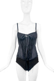 Roberto Cavalli Black Satin Bow Ruched Details Runway Corset 2003/2004