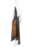 Roberto Cavalli Brown Leopard Tiger One Shoulder Asymmetric Silk Gown Dress