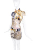 Roberto Cavalli Gold Pink Iconic Baroque Print Mini Dress with Corset Runway Spring 2003