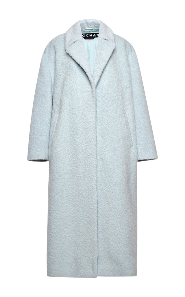 Rochas Pale Blue Oversizes Oval Shaped Alpaca Coat