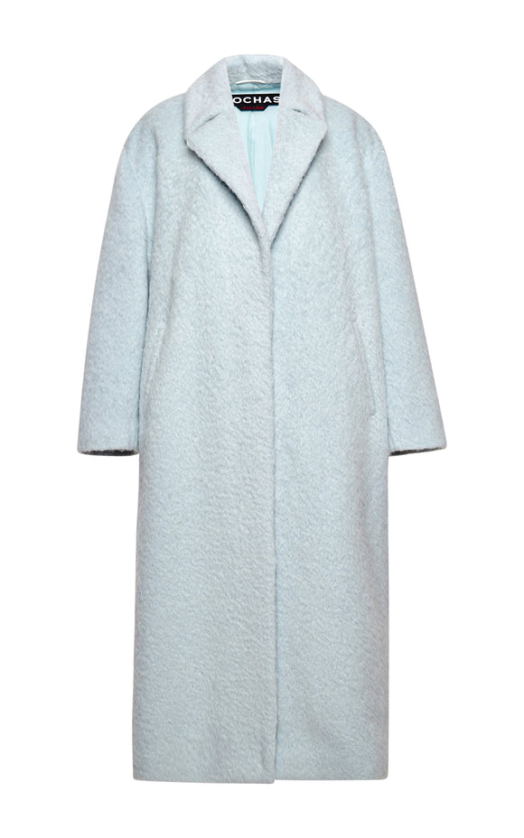 Rochas Pale Blue Oversizes Oval Shaped Alpaca Coat