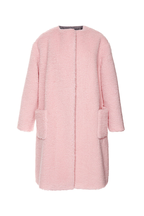 Rochas Pale Pink Teddy Bear Coat - BOUTIQUE PURCHASE PRICE
