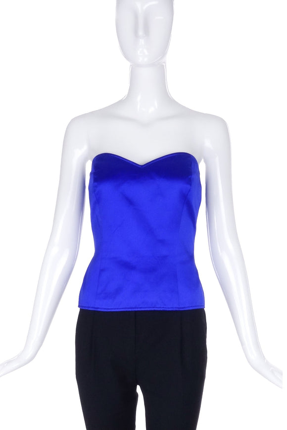 Emanuel Ungaro Blue Satin Bustier Corset Top