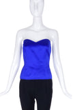 Emanuel Ungaro Blue Satin Bustier Corset Top