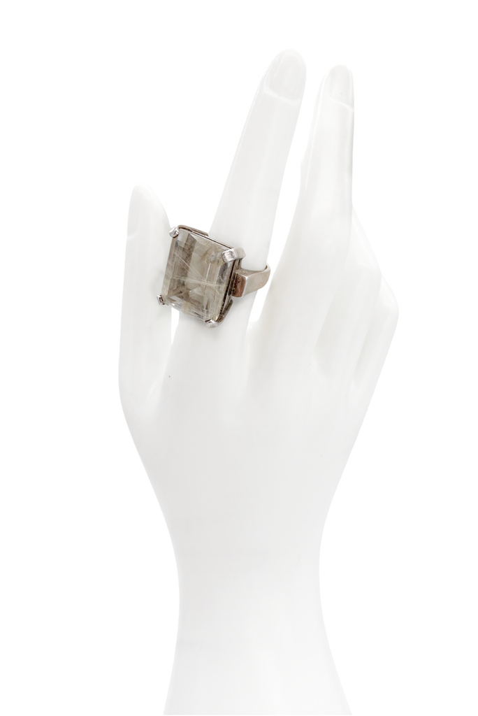 Vintage Silver Rutilated Rock Crystal Ring
