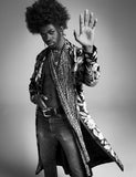 Saint Laurent Paris by Hedi Slimane Leopard Baby Cat Print Skinny Plissé Scarf with Fringe Fall Winter 2013