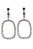 Saint Laurent Silver Diamond Hoop Earrings with Black Diamond Details
