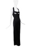 Saint Laurent Black Cut Out Bra Corset Scallop Edge Halter Dress Gown