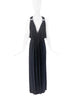Saint Laurent Black Deep V Neck Crystal Ring Embellished Cotton Stretch Gown