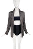 Saint Laurent Black Gold Satin Shiny Pinstriped Blazer Jacket*