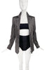 Saint Laurent Black Gold Satin Shiny Pinstriped Blazer Jacket*