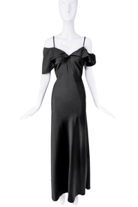 Saint Laurent Black Off The Shoulder Gown