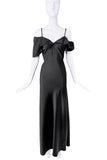 Saint Laurent Black Off The Shoulder Silk Gown Spring 2016