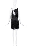 Saint Laurent Black Silk Slash Cut Out Beaded Mini Dress