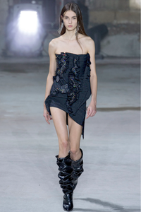 Saint Laurent Black Ruffle Crystal Embellished Bustier Dress Runway Fall 2017