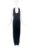 Saint Laurent Black Shift Satin Tank Dress Gown with Dramatic Pleated Back Straps Runway Fall 2019