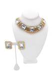 Yves Saint Laurent Gold Chunky Diamond Square 1980's Necklace