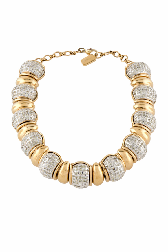 Saint Laurent Gold Crystal Snake Necklace