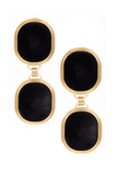 Saint Laurent Gold Black Velvet Oval Double Earrings